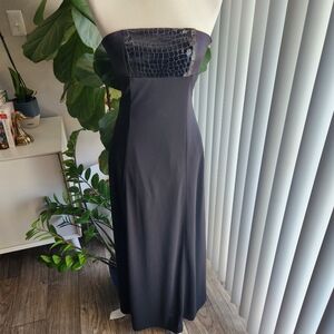 NWT 90s Cache Leather Strapless Chiffon Empire Maxi Nightgown Dress Size Small